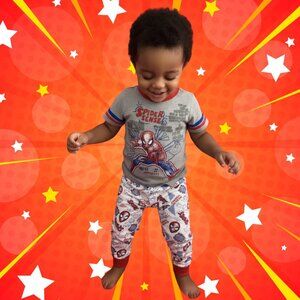 Boys Spiderman Print T-Shirt and Shorts Set – Marvel Comic Cotton Outfit NWT